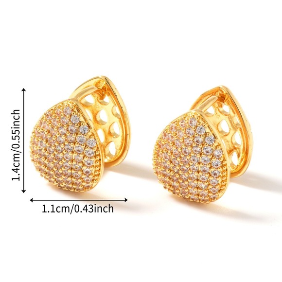 Jewelry - Gold‎ Heart Cubic Zirconia Hoop Earrings Dainty Sparkle Women's Gift